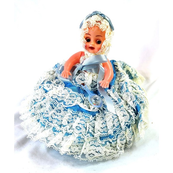 Bed Sitter Plastic Girl Doll 7" Diameter Hand Crafted Custom HandMade - Picture 1 of 14